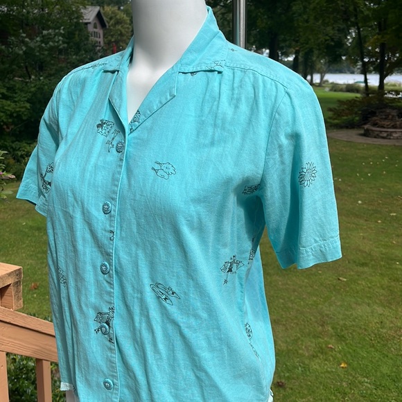 CA Sport vintage linen blend top S-M - Picture 2 of 10